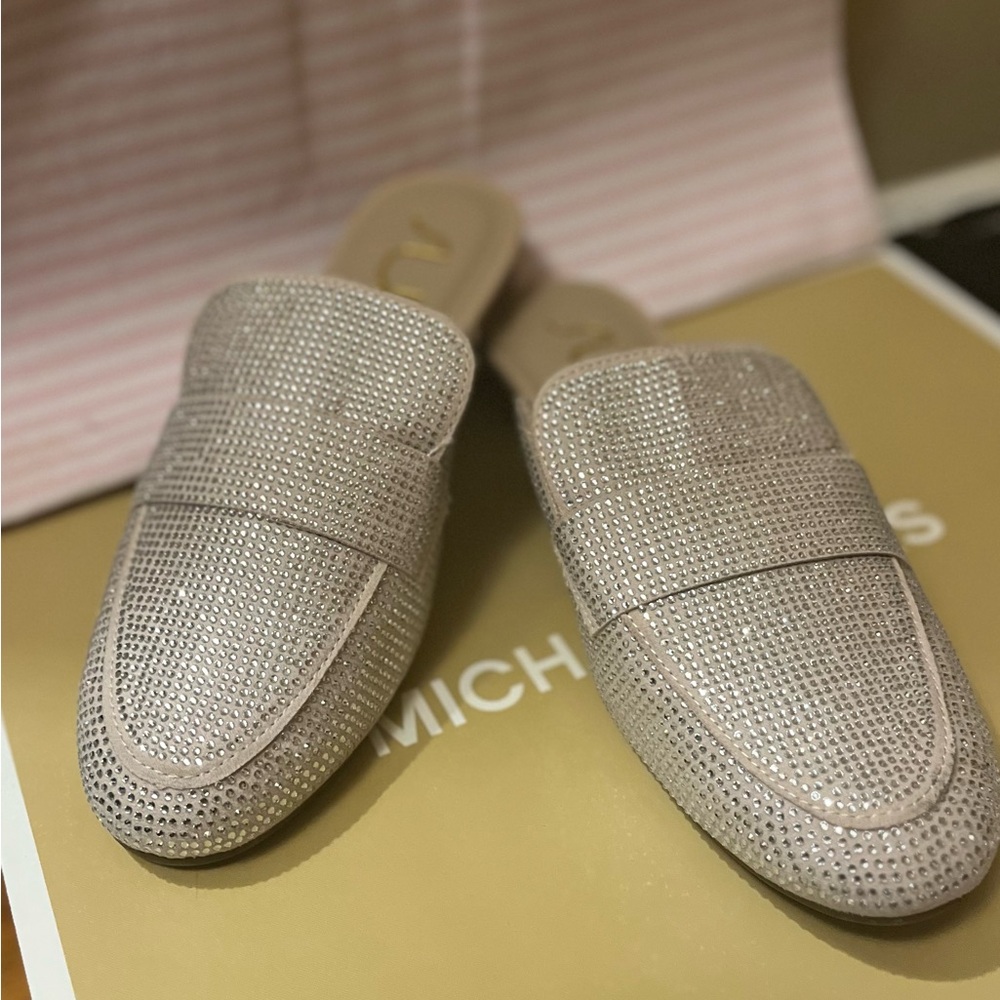 - Sugar Brand sparkly silver slip on mules. 7.5